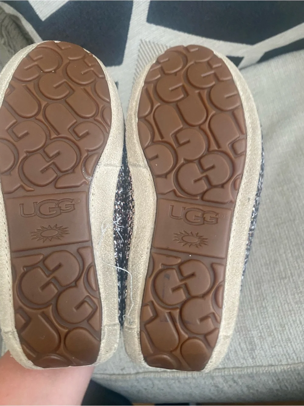 UGG  Sequin Moccasin Slippers in Gold and Cream